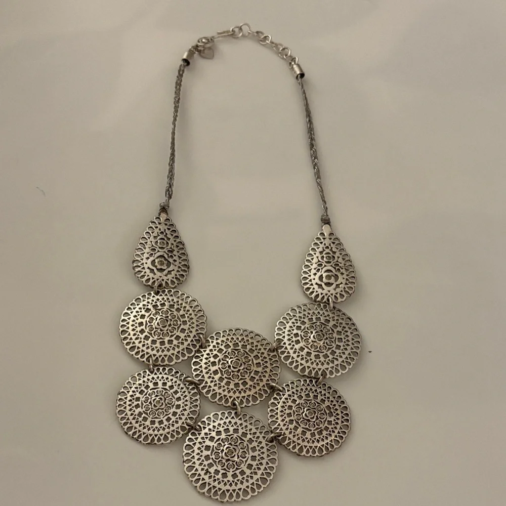 Elegant Silver Statement Necklace - Picture 1 of 6